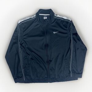 Vintage Y2K Nike Swoosh Track Full Zip Black White Jacket Adult XL